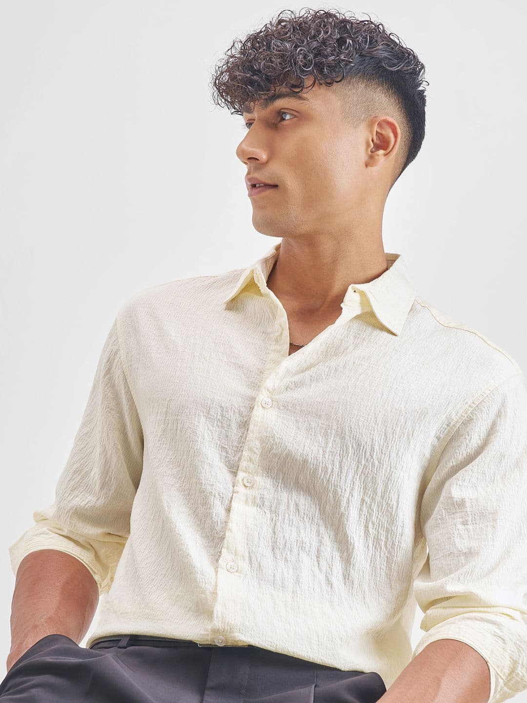 HIGHLANDER Men Relaxed Fit Textured Spread Collar Casual Shirt - view 1