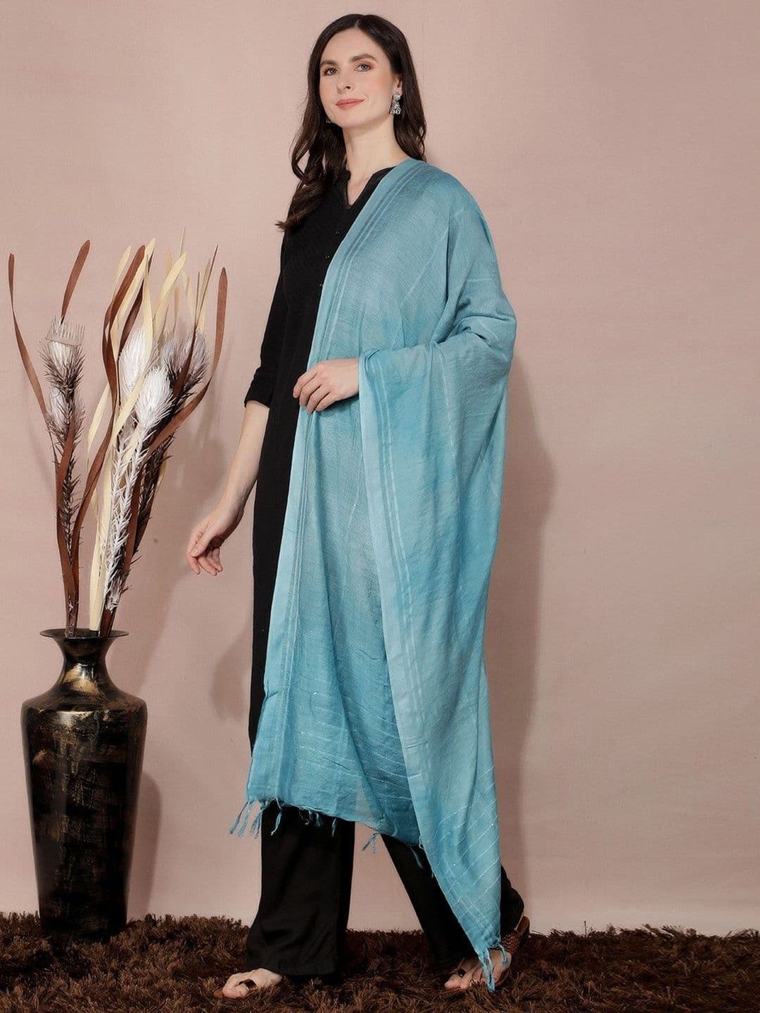 A R SILK DUPATTA HUB Cotton Dupatta With Sequinned - view 1