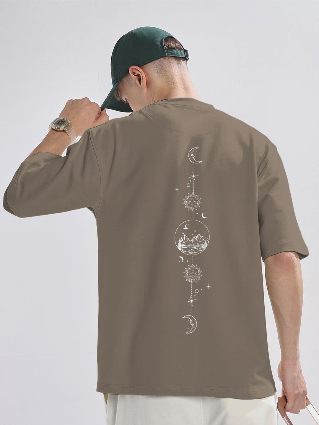 NOBERO Printed Oversized Pure Cotton Drop-Shoulder Sleeves T-shirt - view 1