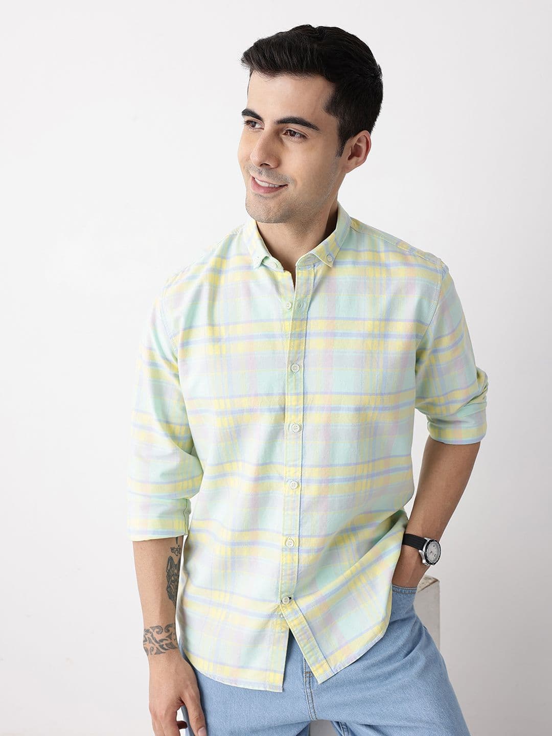 Mast & Harbour Tartan Checked Pure Cotton Casual Shirt - view 1
