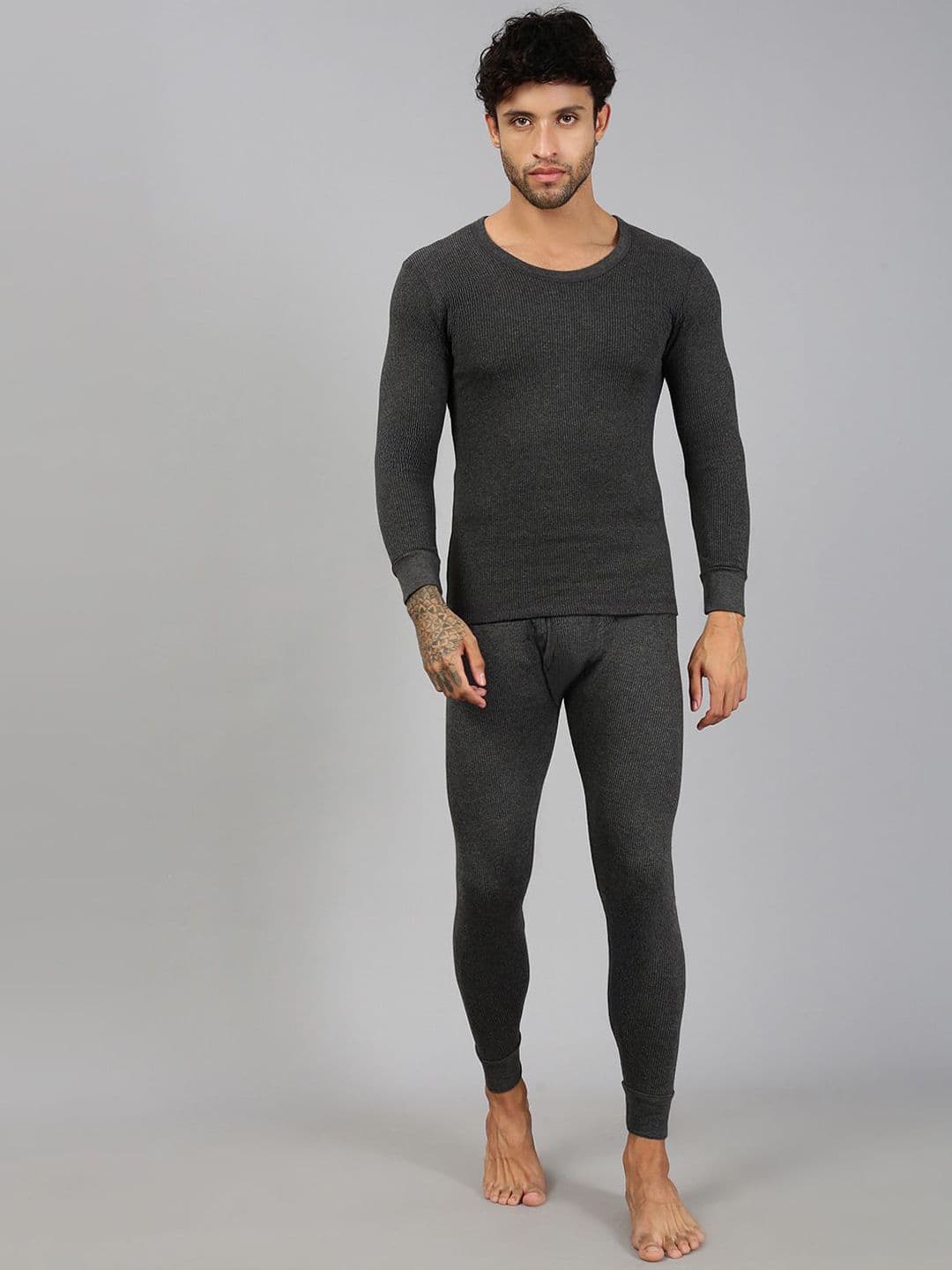 Lux Cozi Men Solid Round Neck Thermal Set - view 1