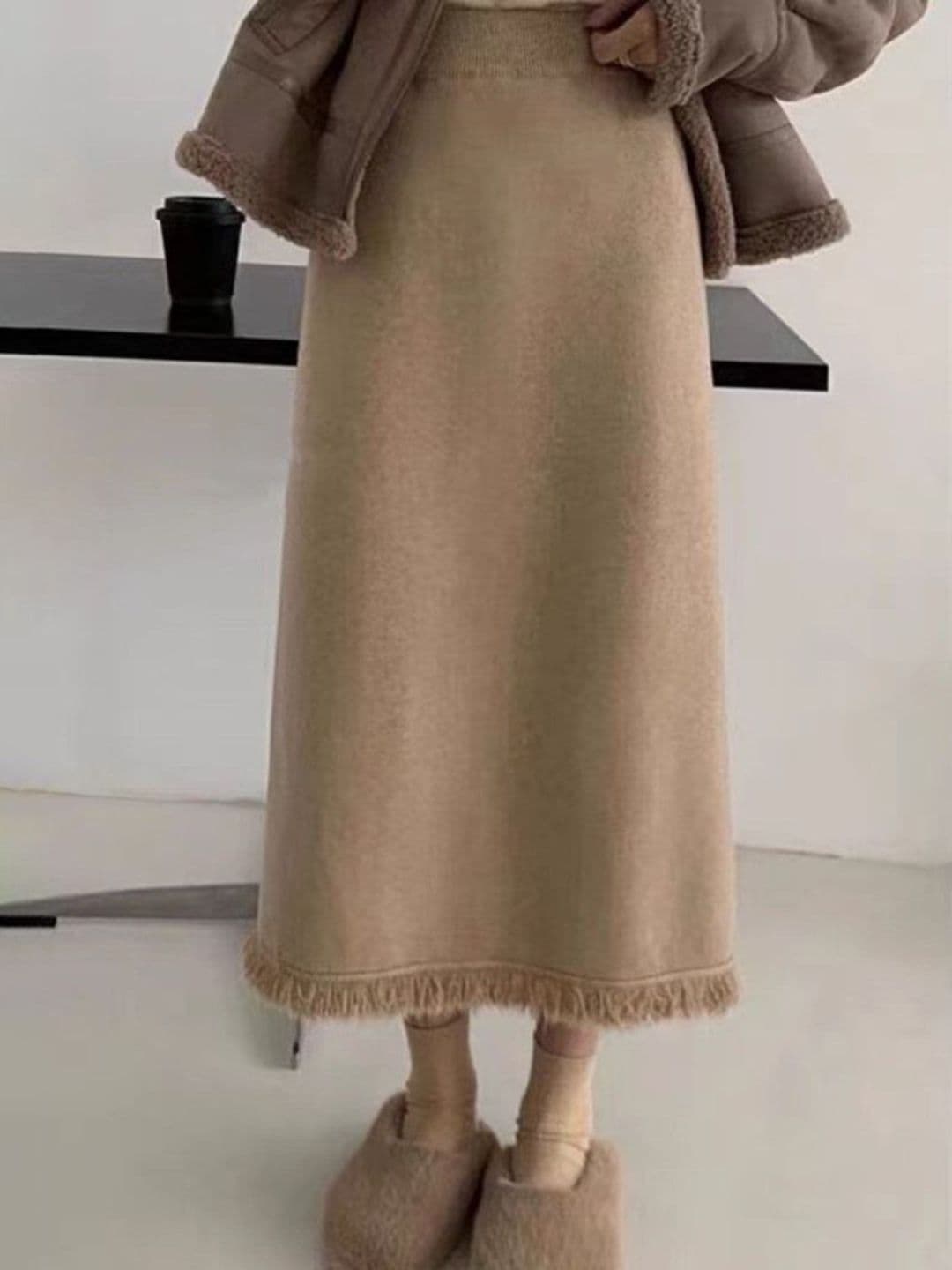 StyleCast Knitted A-Line Midi Skirt - view 1