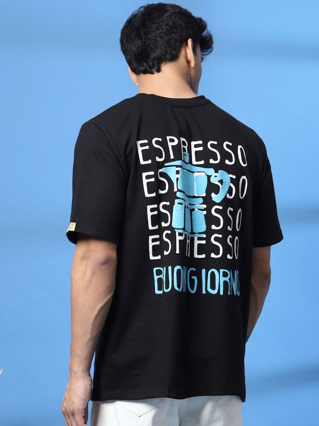 Rigo Unisex Typography Printed Drop-Shoulder Sleeves Cotton Oversized T-shirt