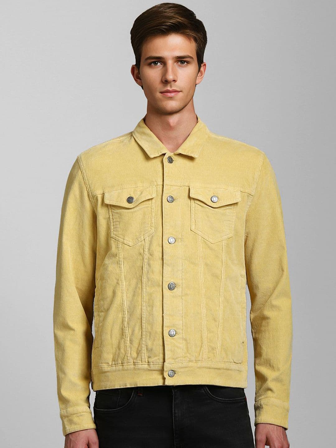Louis Philippe Jeans Men Spread Collar Cotton Open Front Jacket - view 1
