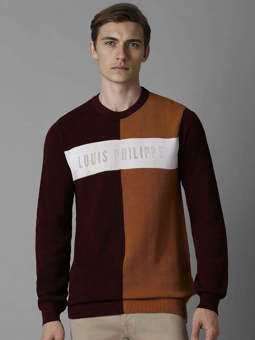 Louis Philippe Sport Crew Neck Printed Pullover Sweater