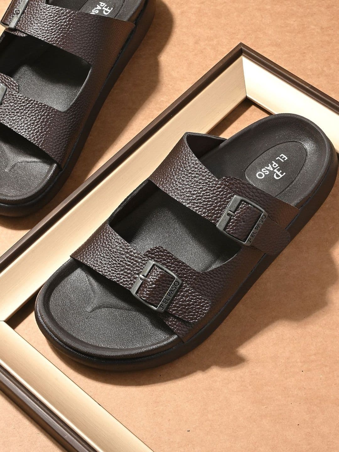 El Paso Men Brown Synthetic Slip-On Comfort Sandals - view 1