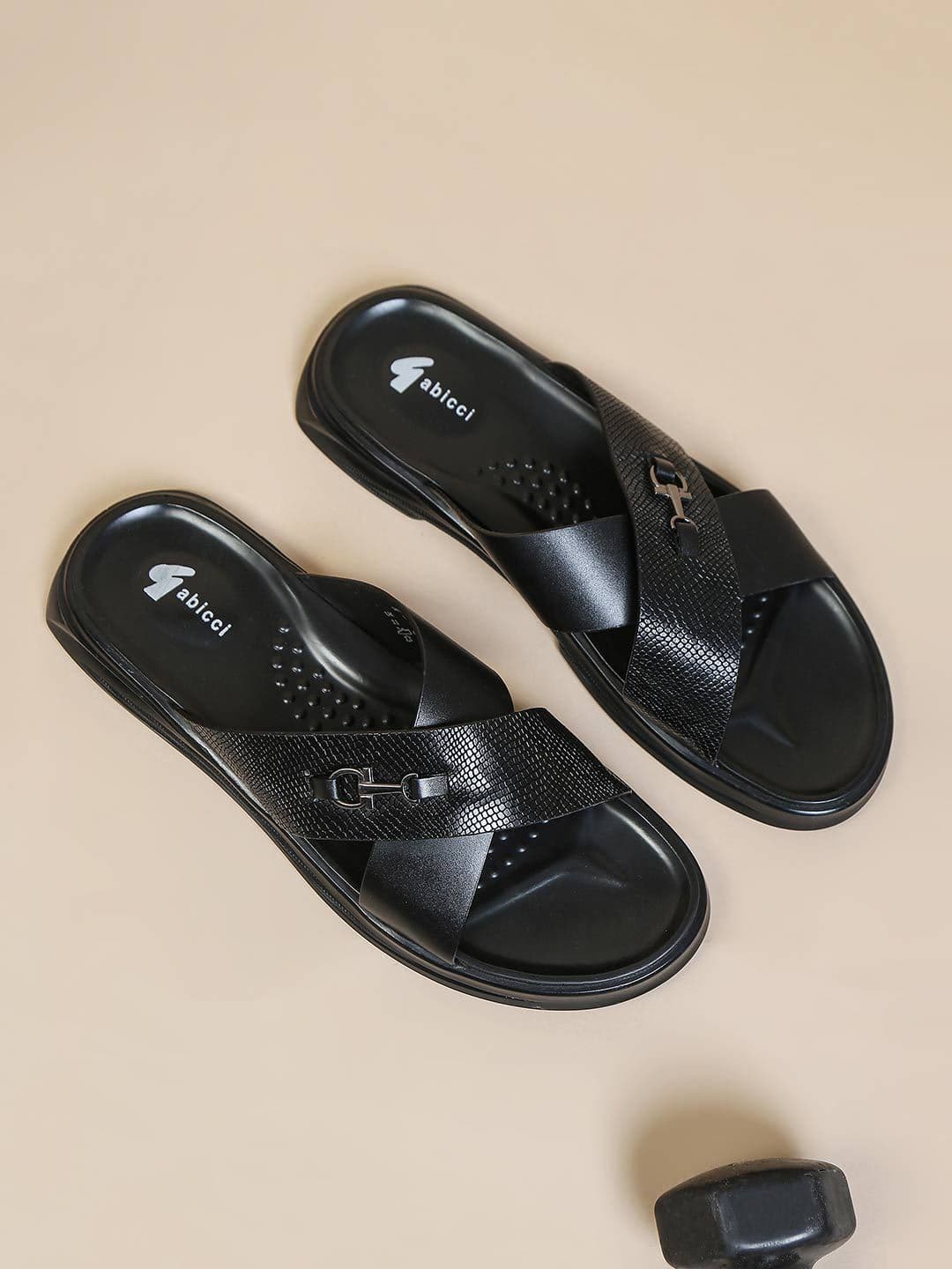 GABICCI Men Steve Black Leather Comfort Sandals - view 1