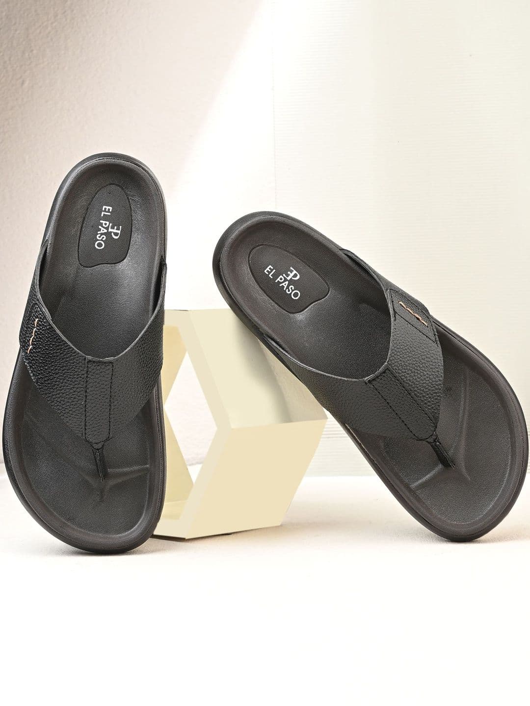 El Paso Men Black Synthetic Slip-On Comfort Sandals - view 1