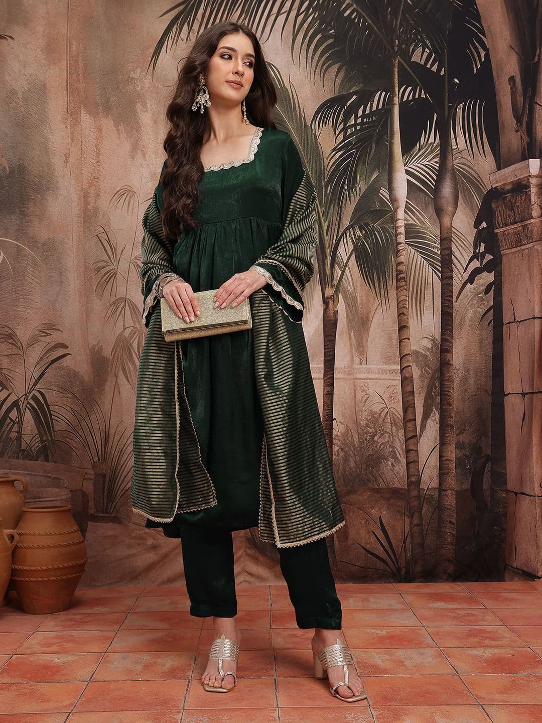 Sangria Women Empire Republic Day Kurta with Trousers & Dupatta - view 1