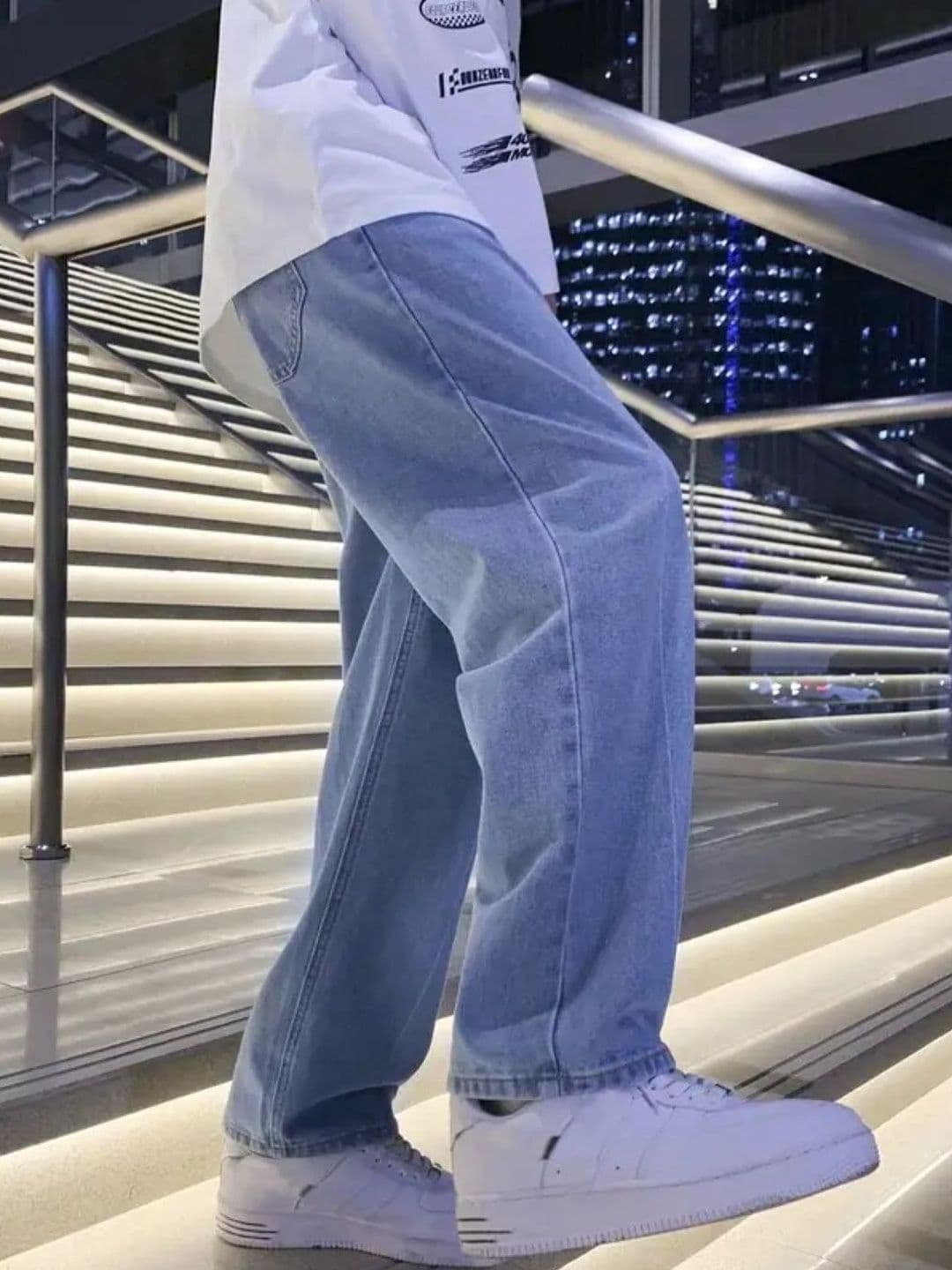 SZN Men Sky Blue Baggy Fit Light Denim Jeans - view 1