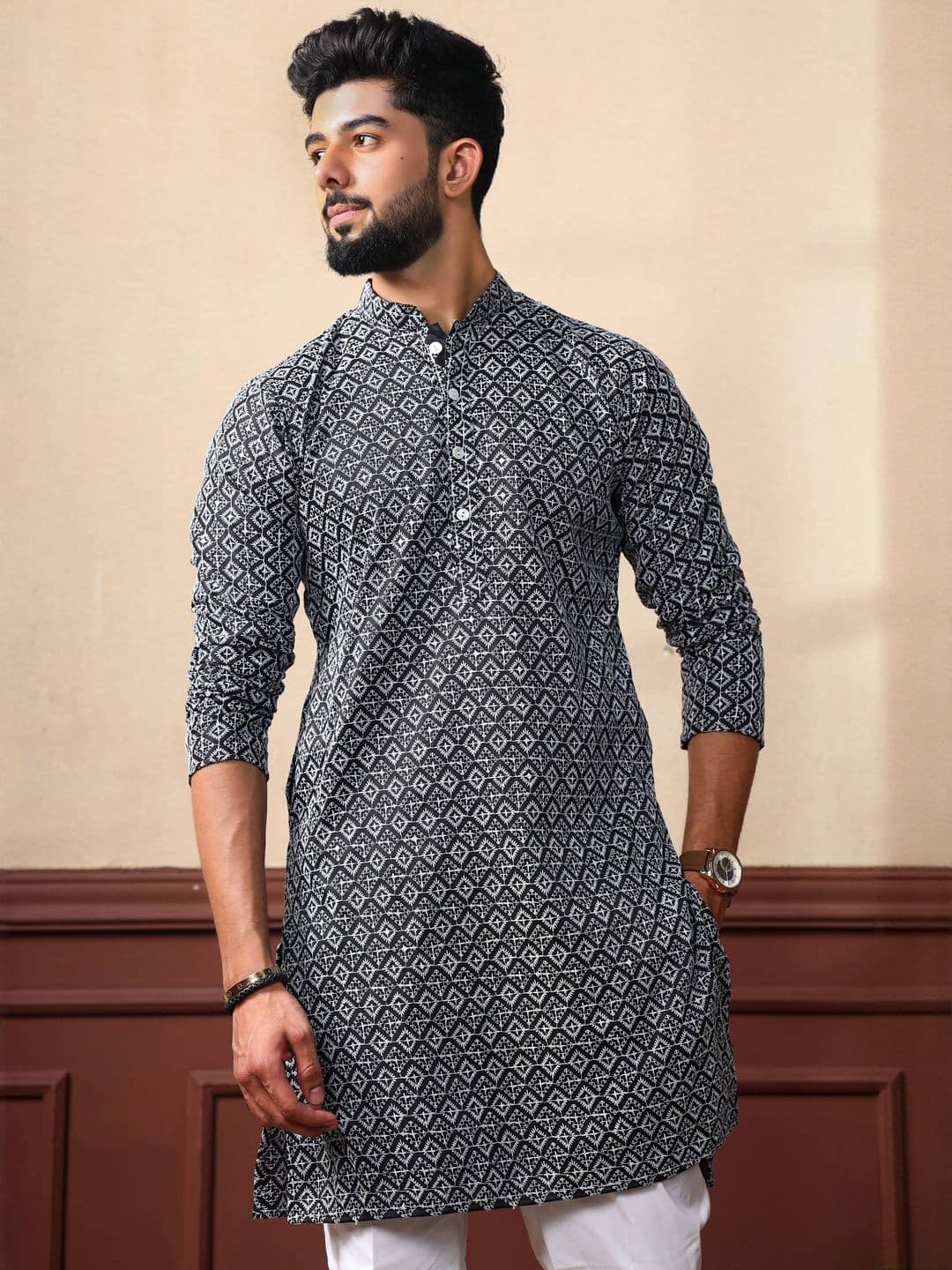 ALMORA Men Ethnic Motifs A-Line Kurtas - view 1