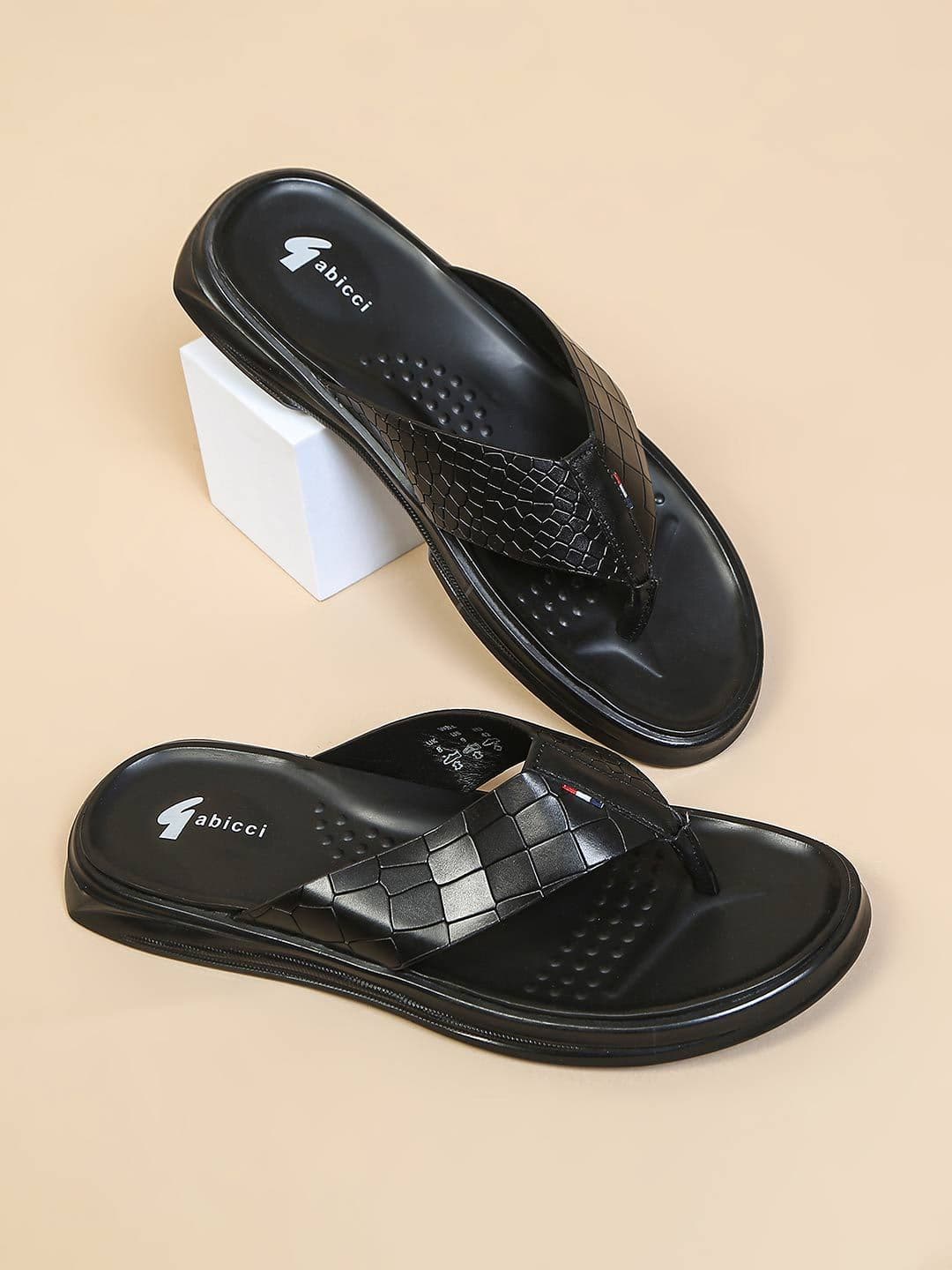 GABICCI Men Will Black Leather Comfort Thong Sandals - view 1