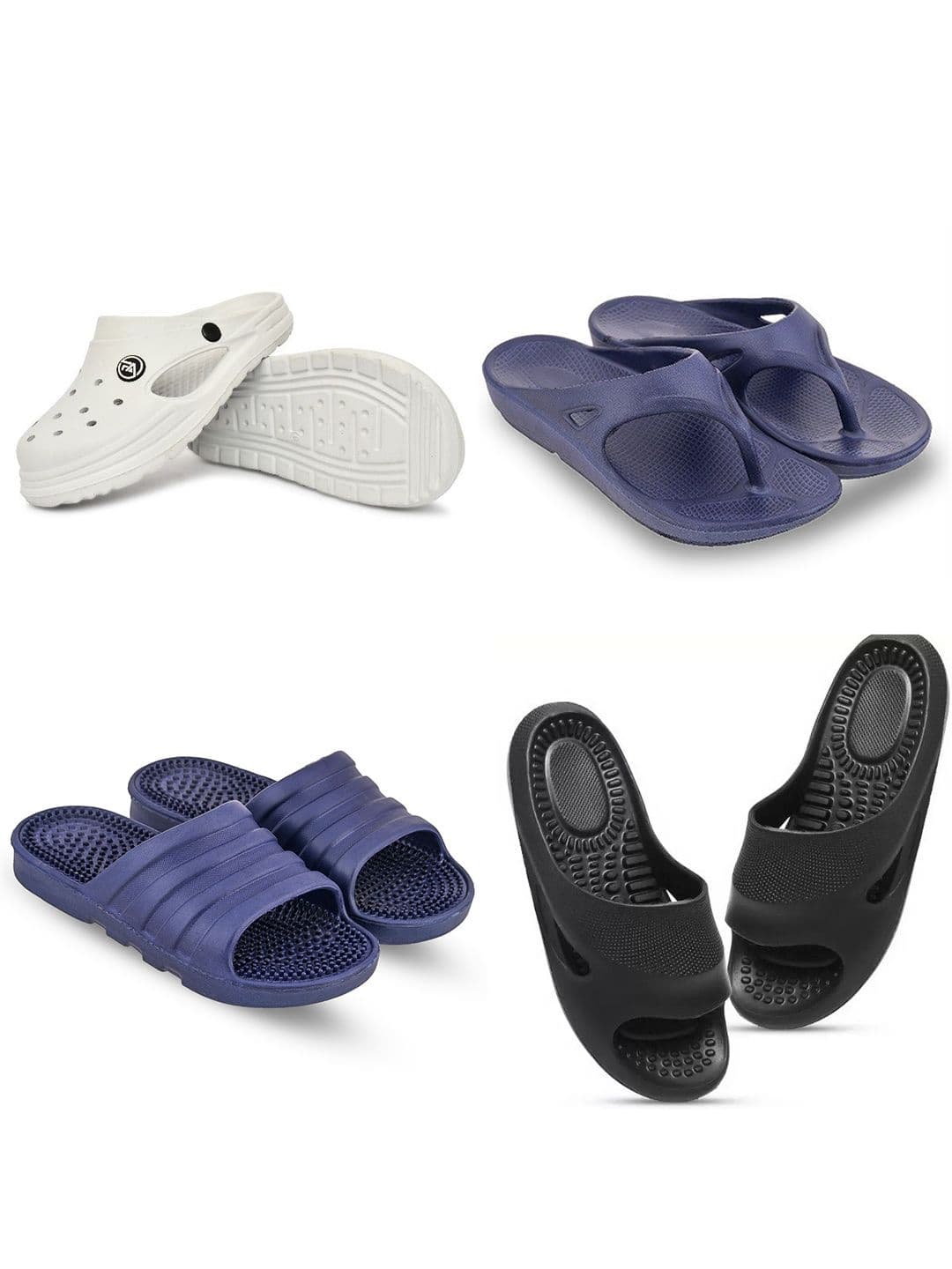 Feel alive Men Set of 4 Perforations Ultra-Comfortable Lightweight Clogs Flip Flops - view 1