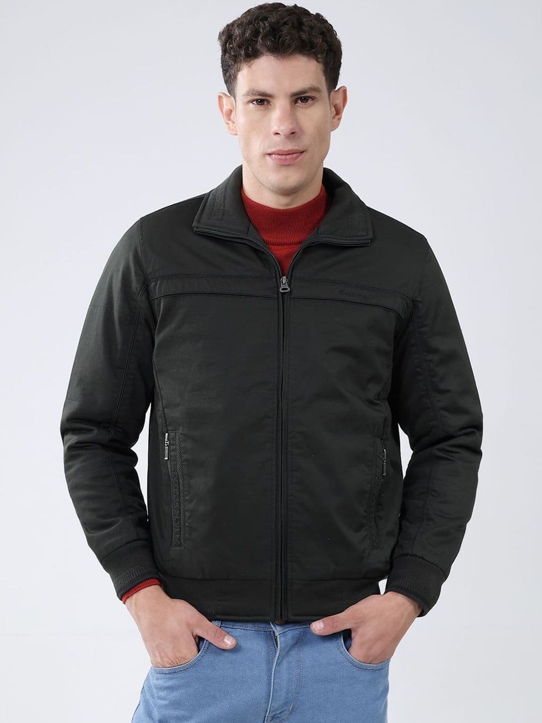 Monte Carlo Men Spread Collar Solid Bomber Jacket - view 1