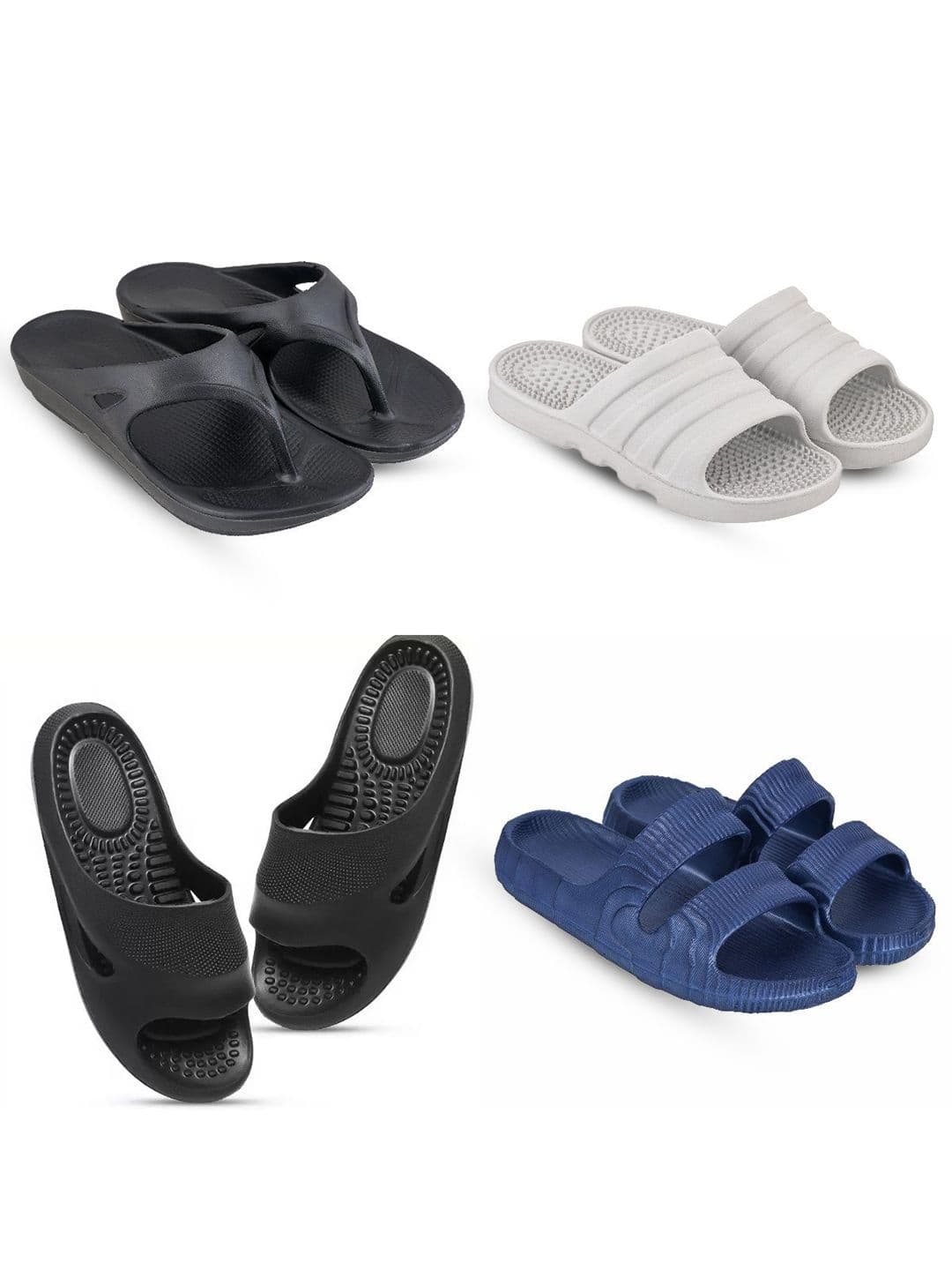 Feel alive Men Set of 4 Striped Slip-On Flip Flops - view 1
