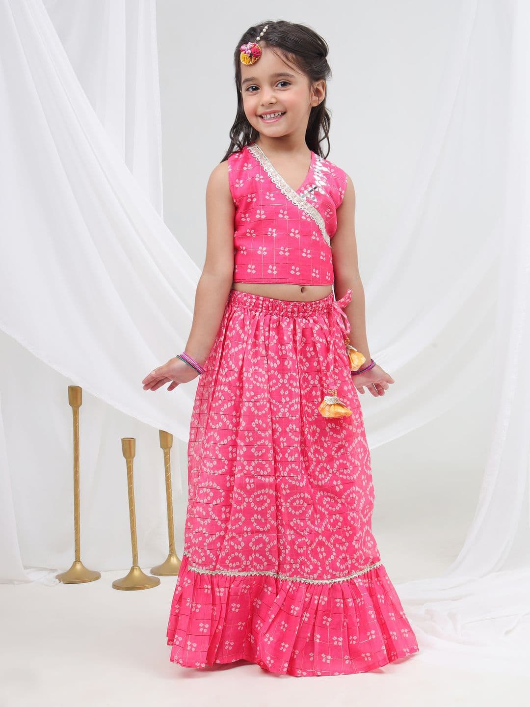 LIL DRAMA Girls Printed Ready To Wear Lehenga & Choli - view 1