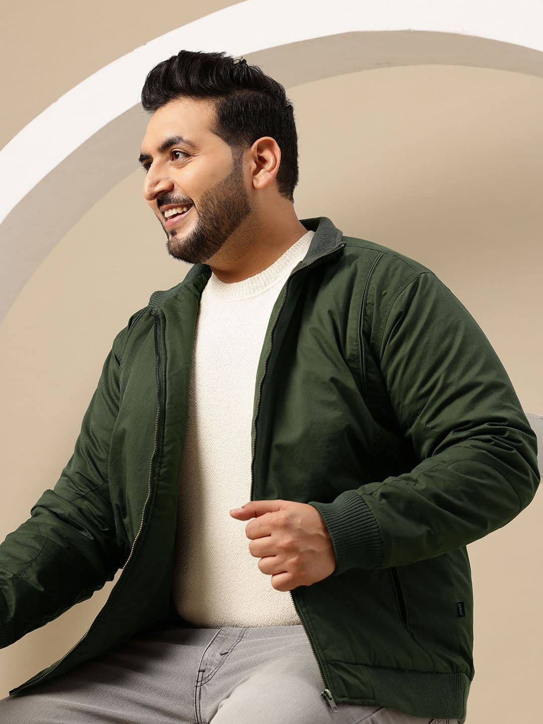 Sztori Plus SIze Mock Collar Padded Bomber Jacket - view 1