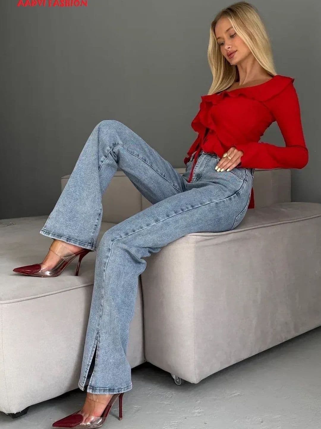 Aadvi Fashion Women Wide Leg High-Rise Stretchable Jeans - view 1