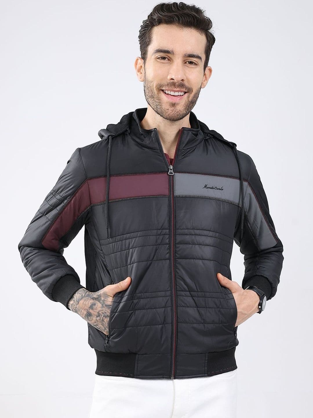 Monte Carlo Men Hooded Colourblocked Puffer Jacket - view 1