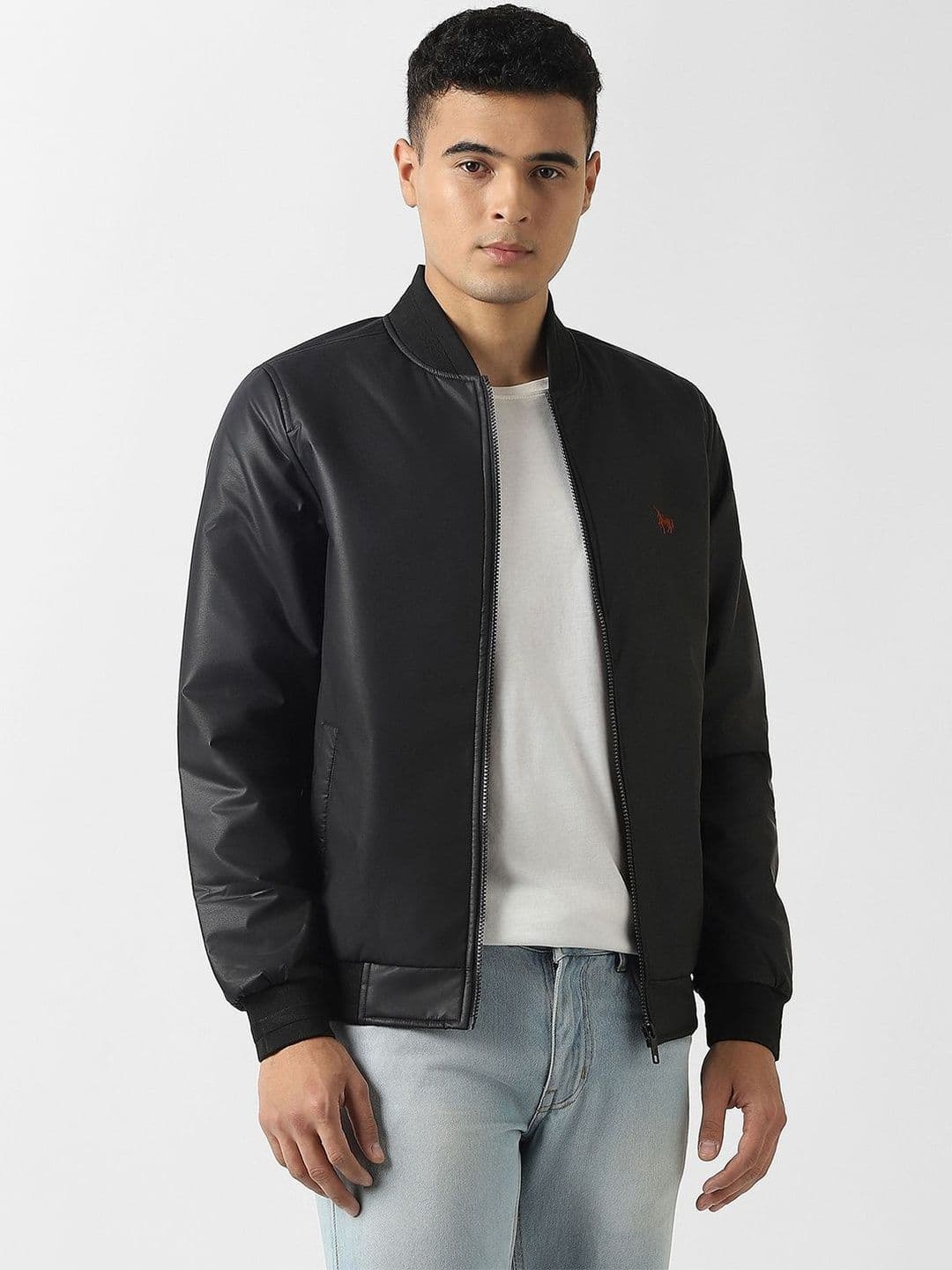 Van Heusen Sport Men Stand Collar Solid Bomber Jacket - view 1