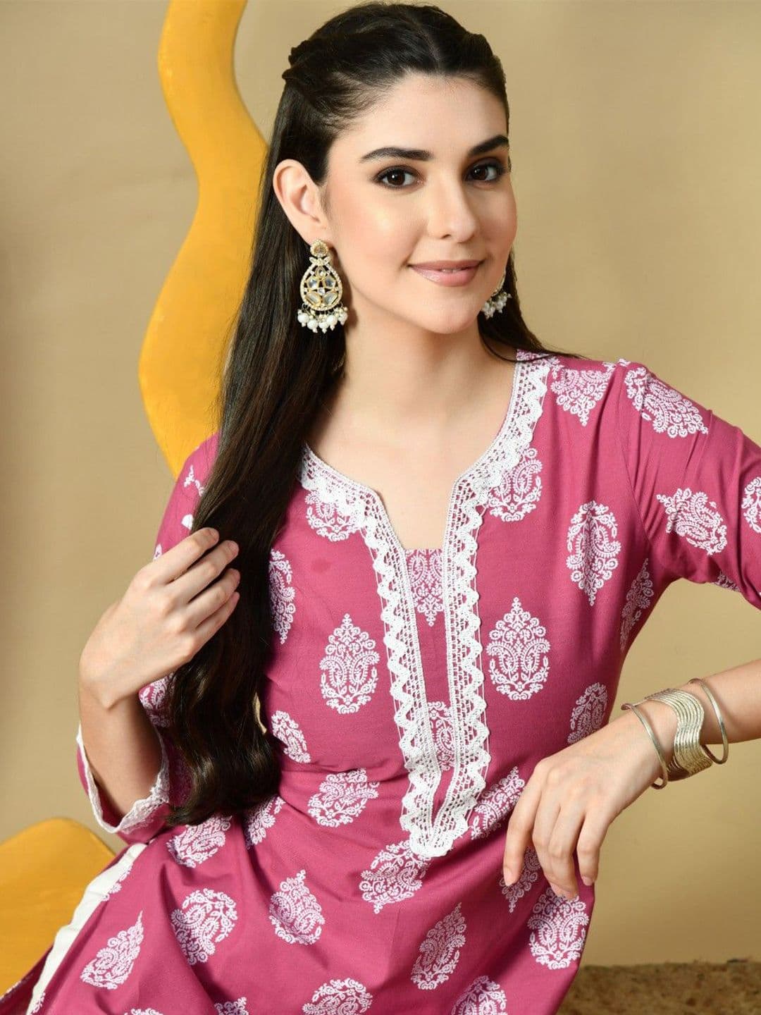 PHYSIL Women Ethnic Motifs Printed Daily Cotton Straight Kurta - view 1