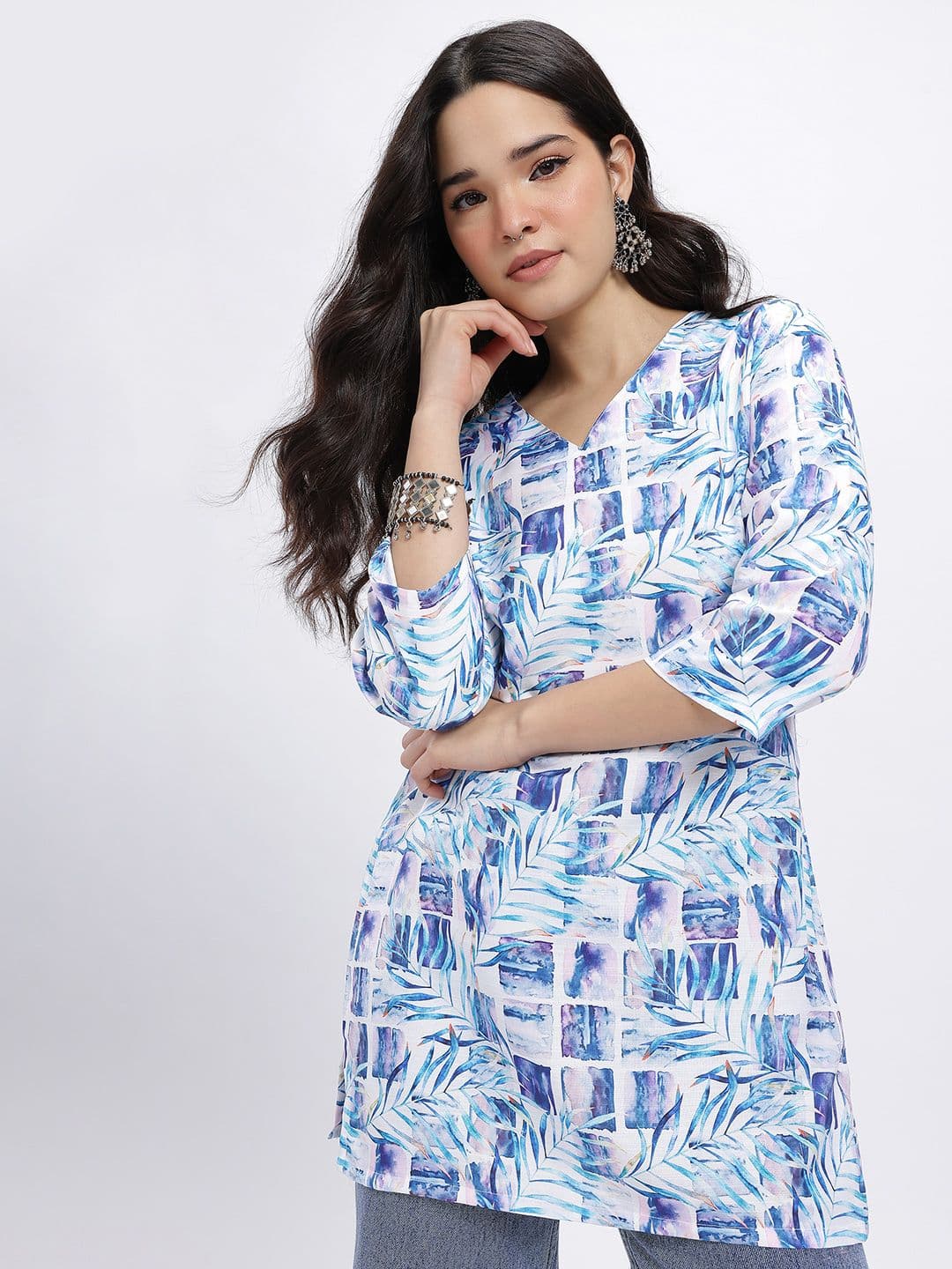 Anouk Rustic Printed V-Neck Printed Kurti - view 1