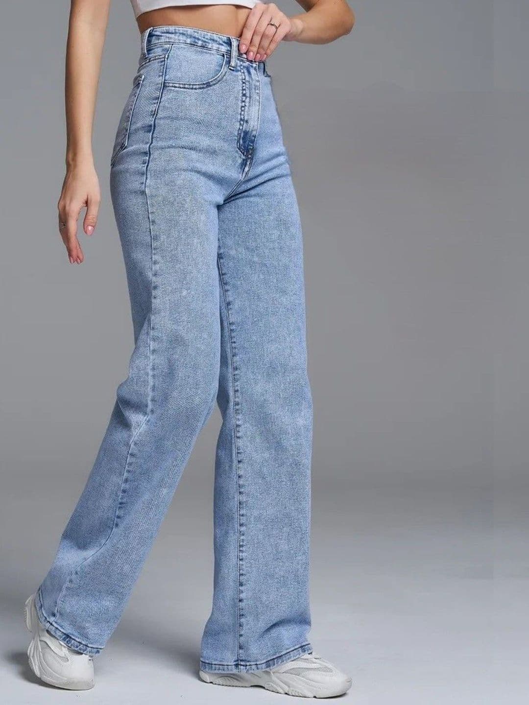 Aadvi Fashion Women Smart Wide Leg High-Rise Stretchable Jeans - view 1