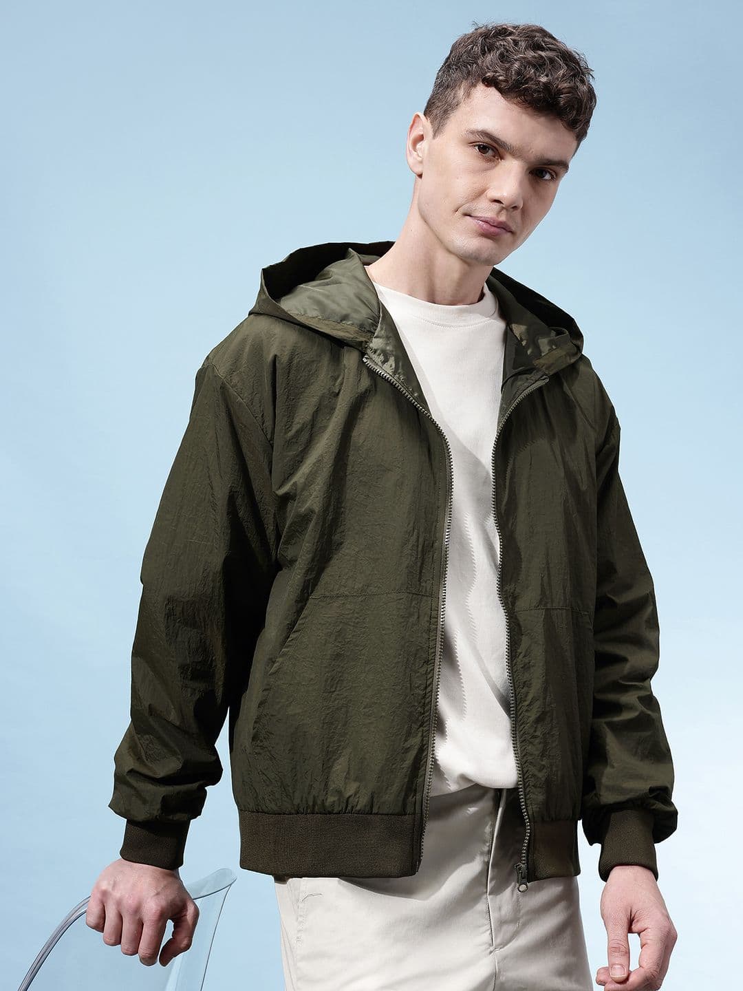 glitchez Hooded Oversized Bomber Jacket - view 1