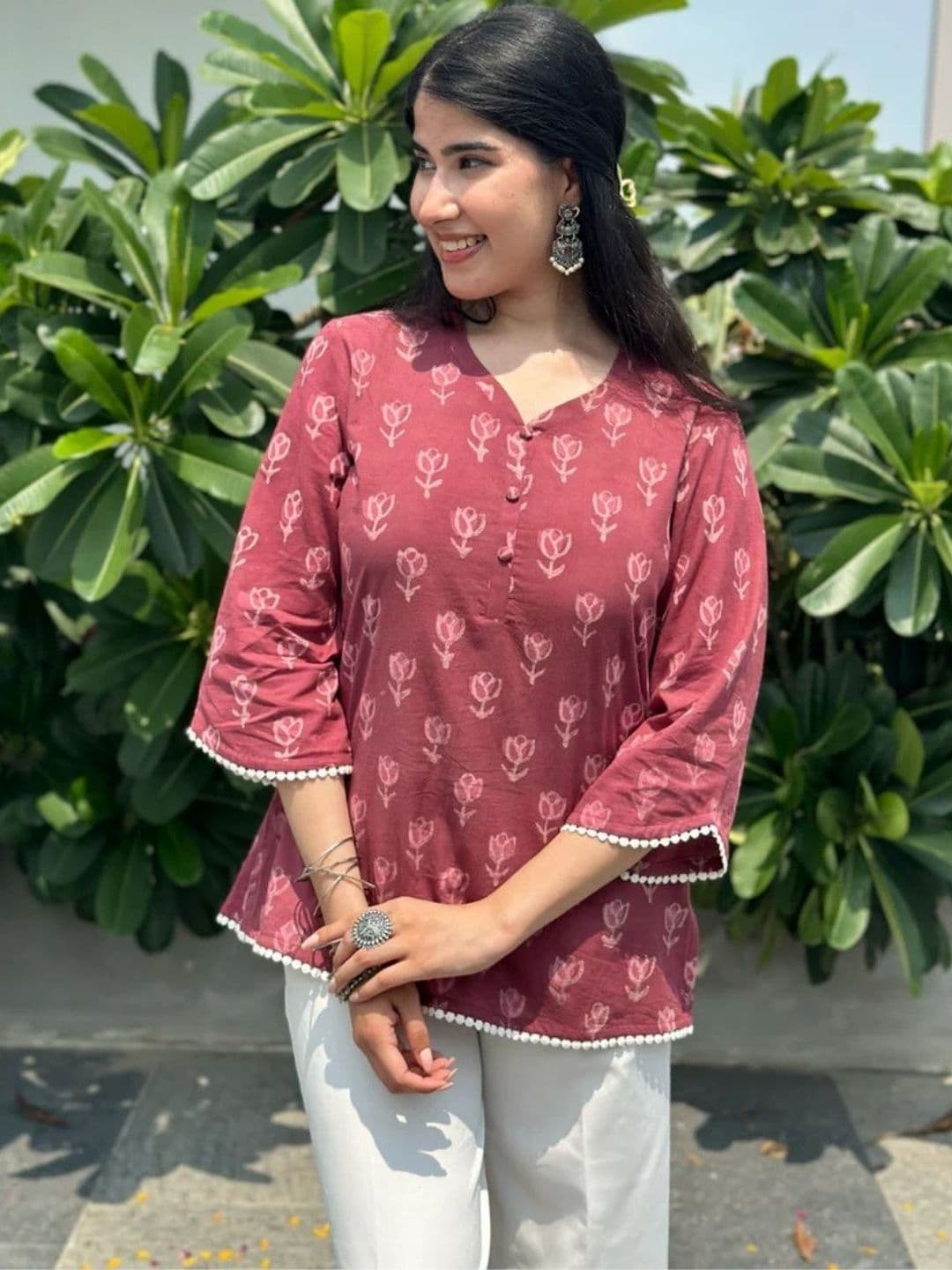 KALINI Women Pure Cotton Floral Print Short Kurta - view 1