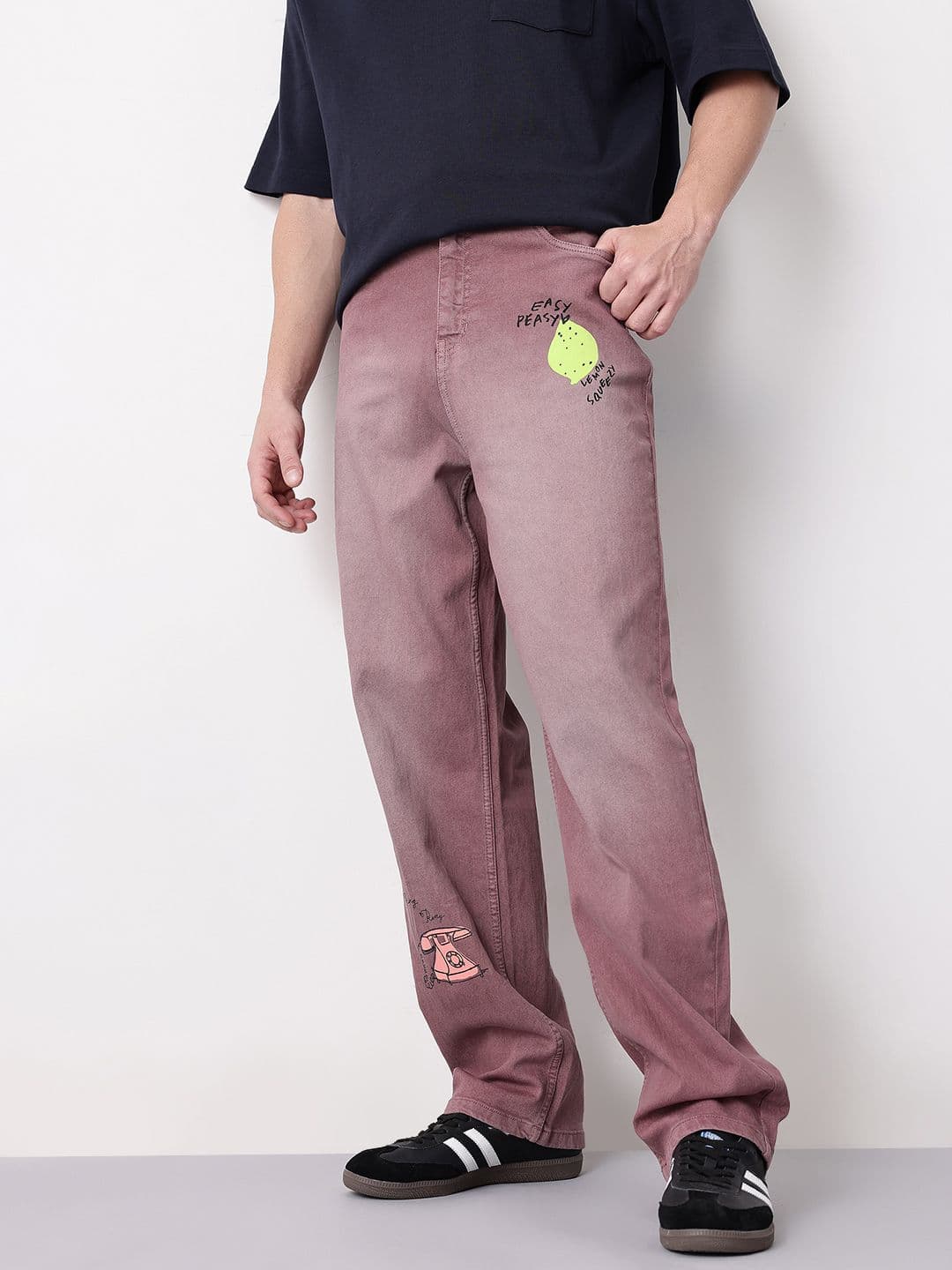 Mast & Harbour Men Loose Fit Mid-Rise Light Fade Printed Jeans - view 1