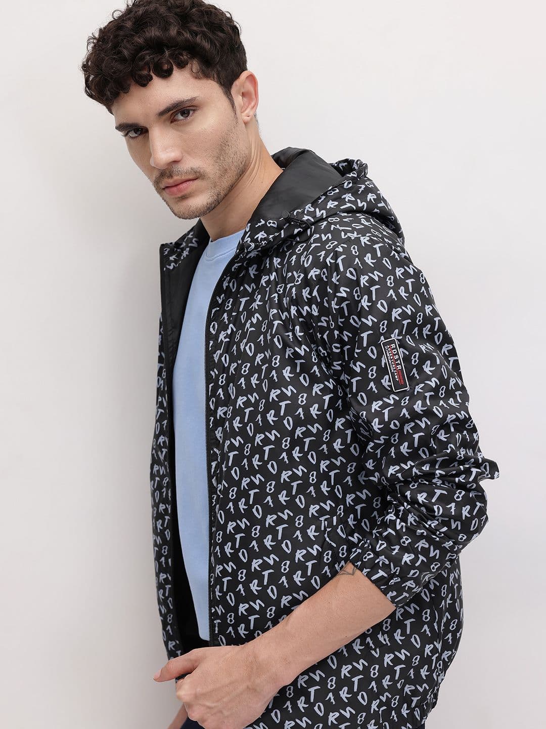 The Roadster Life Co. Typography Printed Hooded Bomber Jacket - view 1