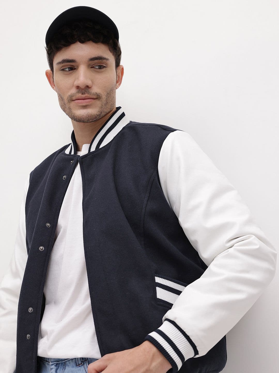 The Roadster Life Co. Contrast Collar Varsity Jacket With Applique Detail - view 1