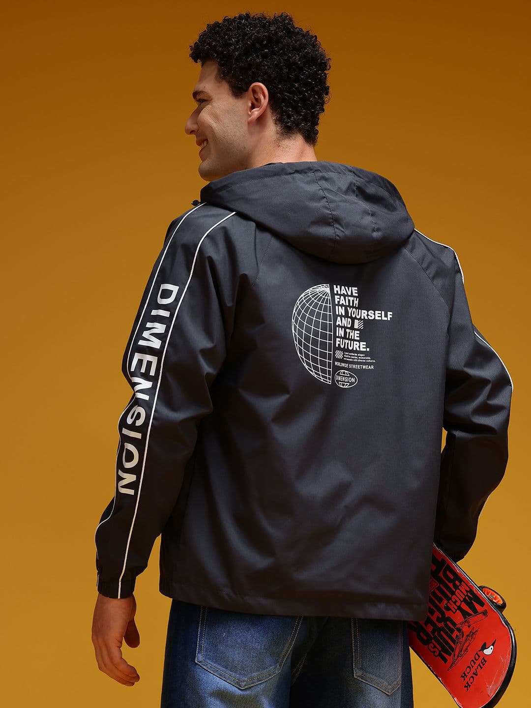 HERE&NOW Typography Printed Hooded Tailored Jacket - view 1