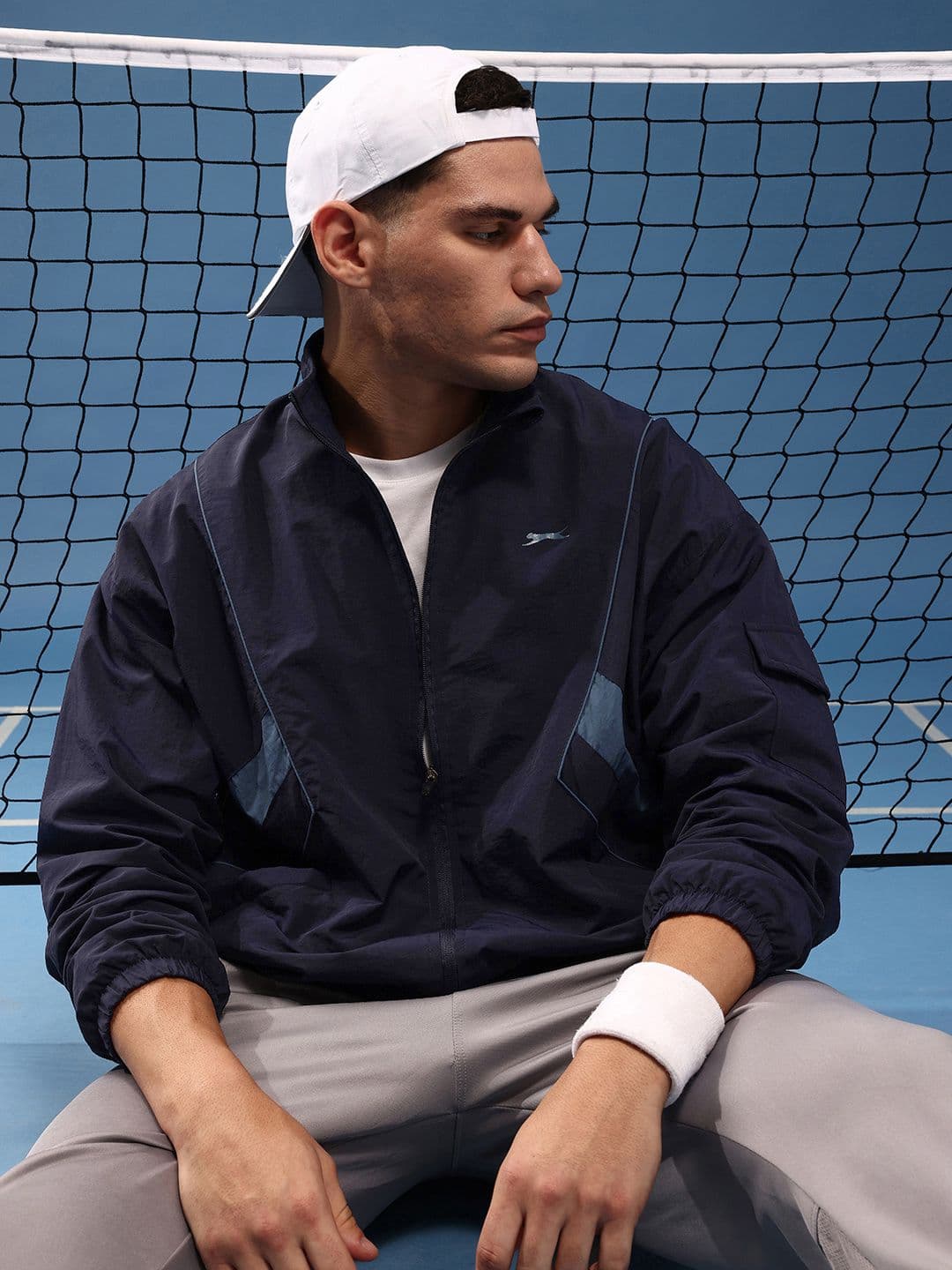 Slazenger Mock Collar Sporty Oversized Jacket