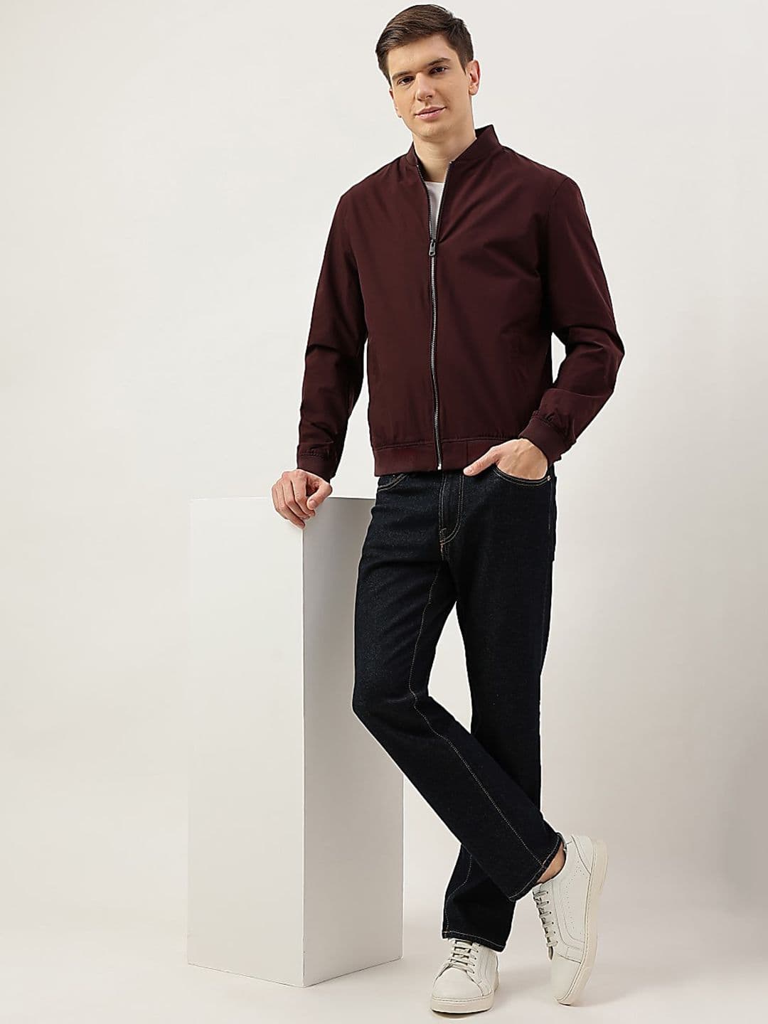 Marks & Spencer Plain Band Collar Jacket - view 1