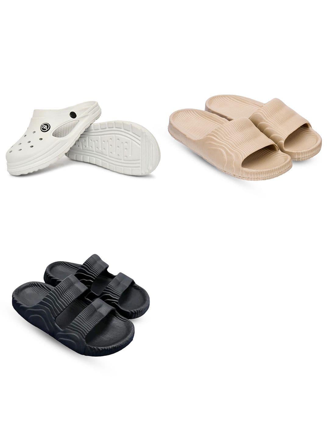 Feel alive Men Pack Of 3 Self Design Lightweight Clogs - view 1