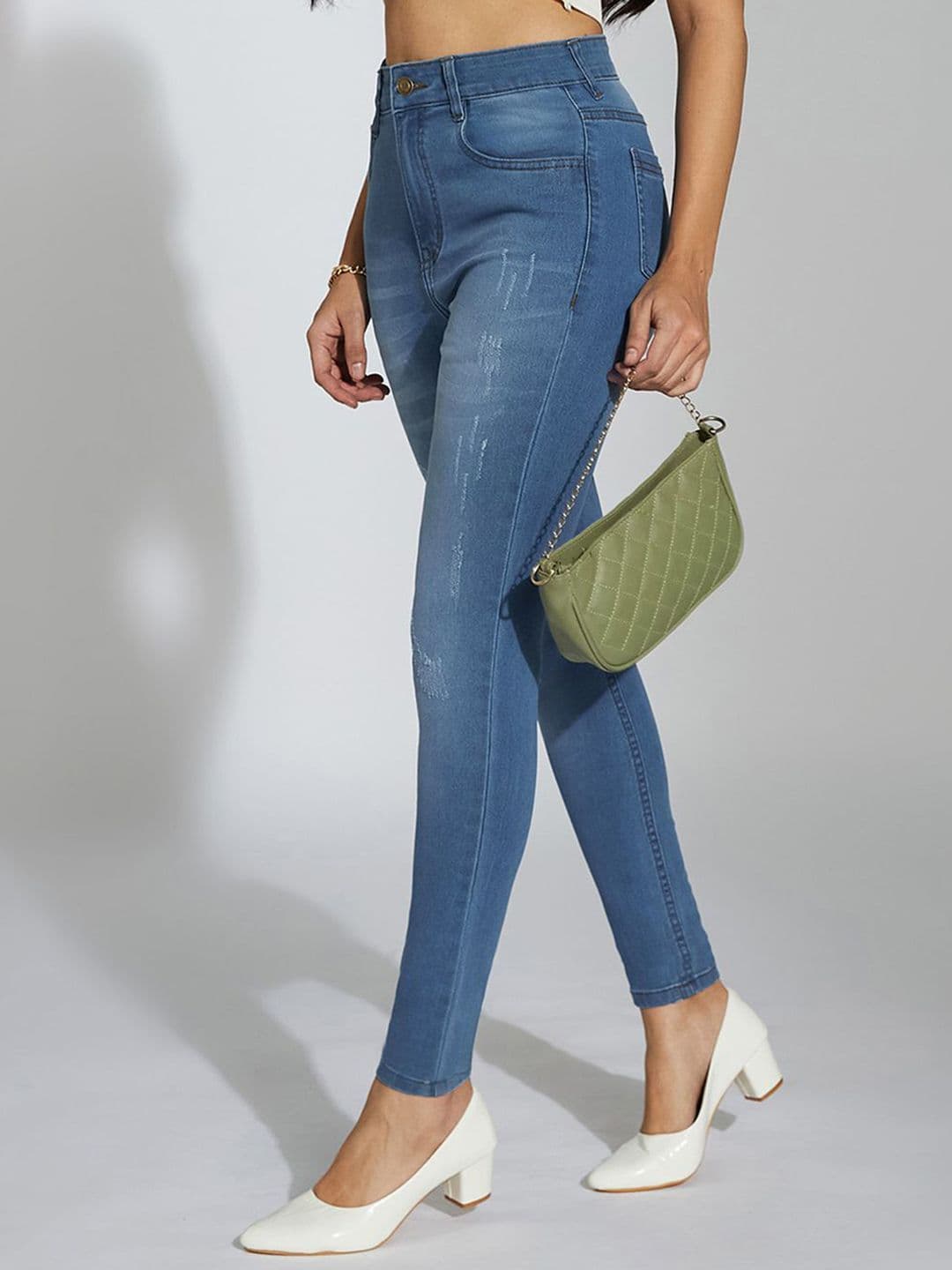 Miss Chase Wood Duck Women Skinny Fit Low Distressed Light Fade Stretchable Jeans - view 1