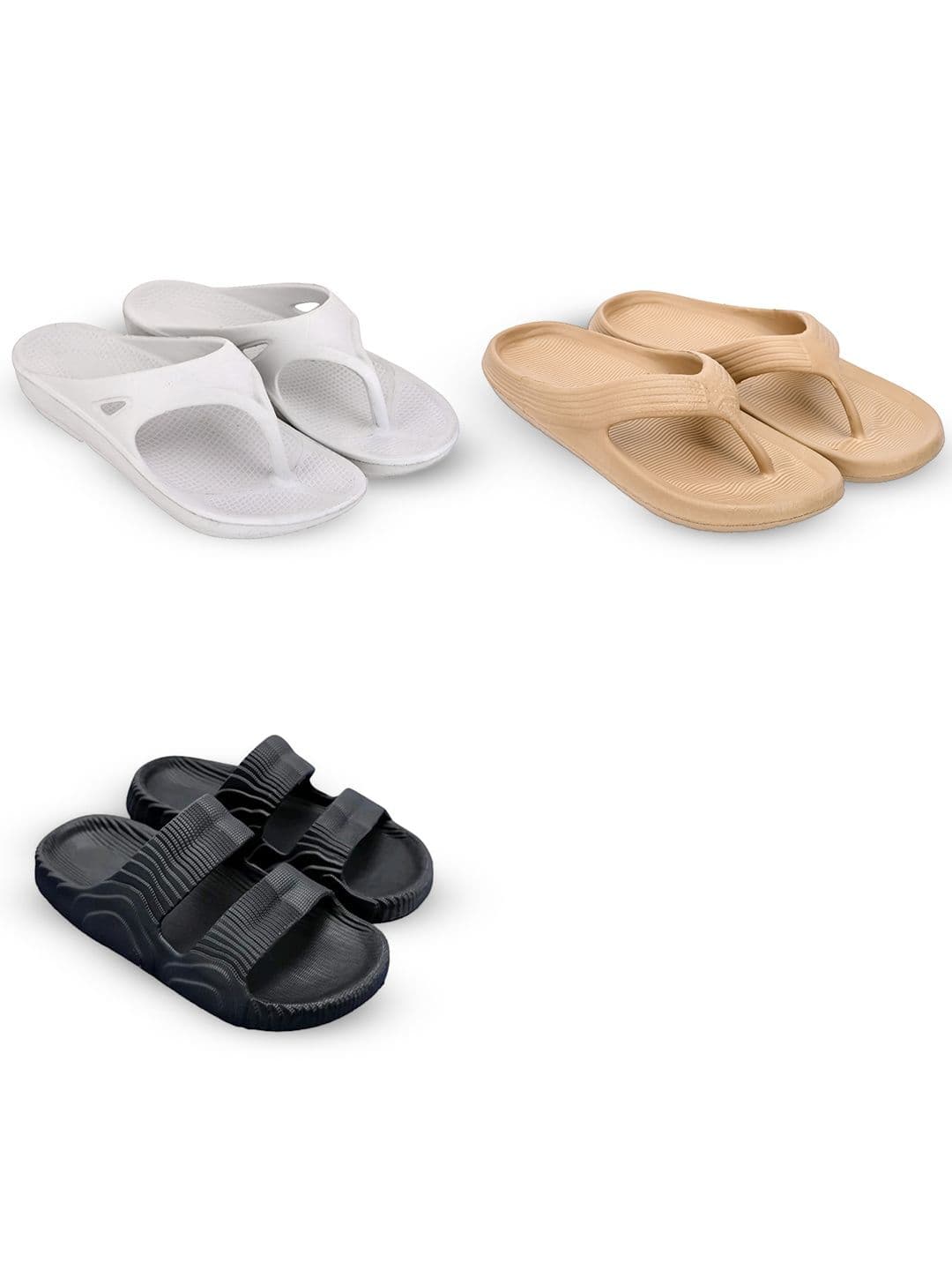 Feel alive Men Set Of 3 Self Design Comfortable Lightweight Thong Flip-Flops - view 1