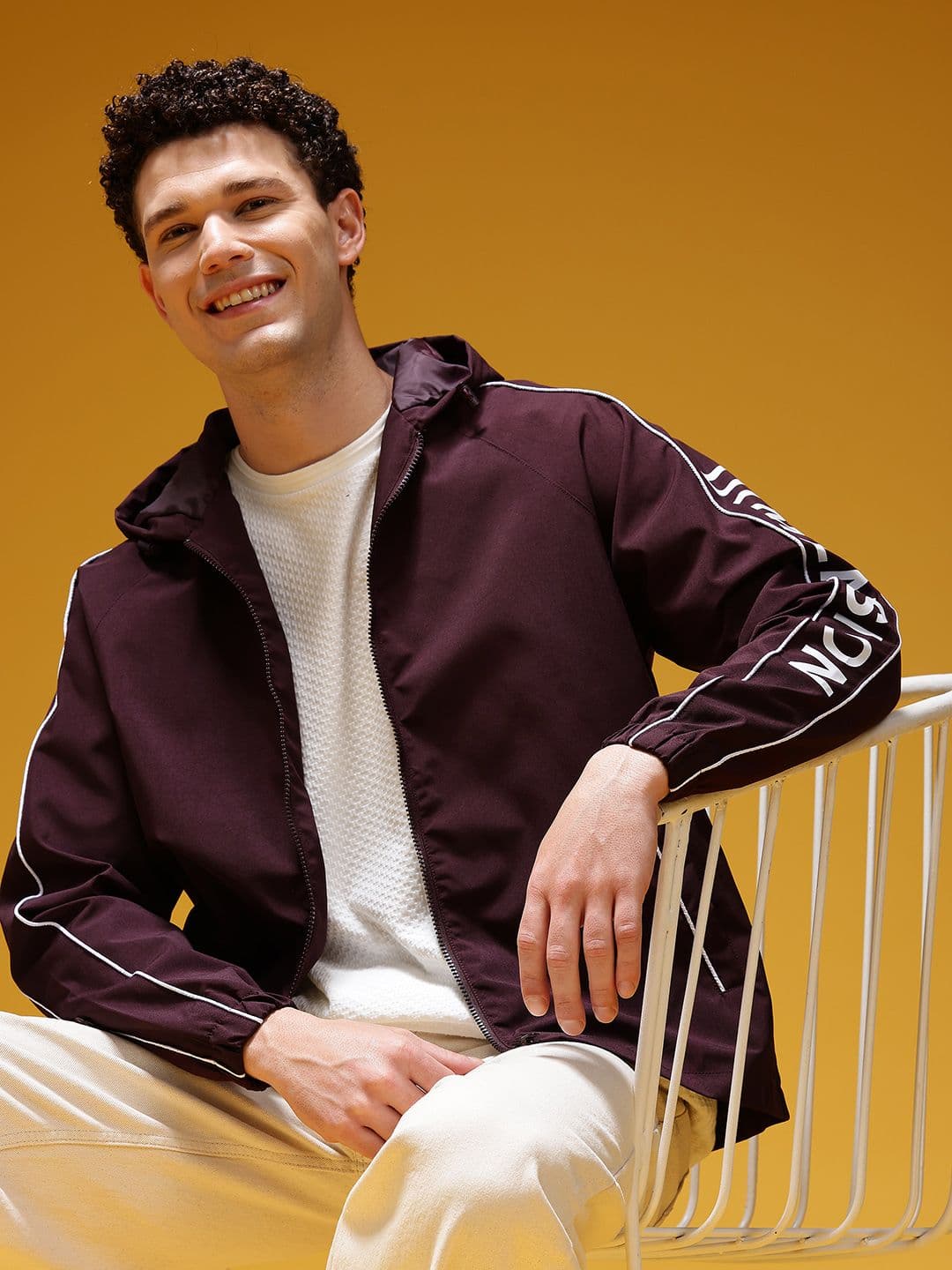 HERE&NOW Typography Printed Hooded Tailored Jacket - view 1