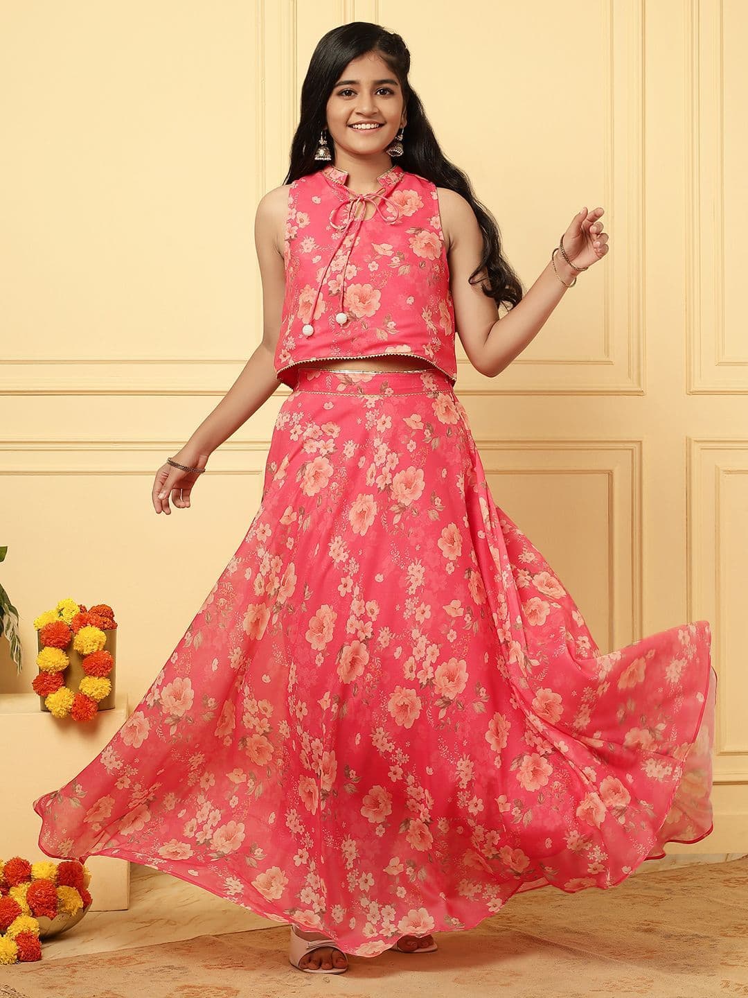 TeenTrums Girls Printed Ready to Wear Lehenga & Choli - view 1