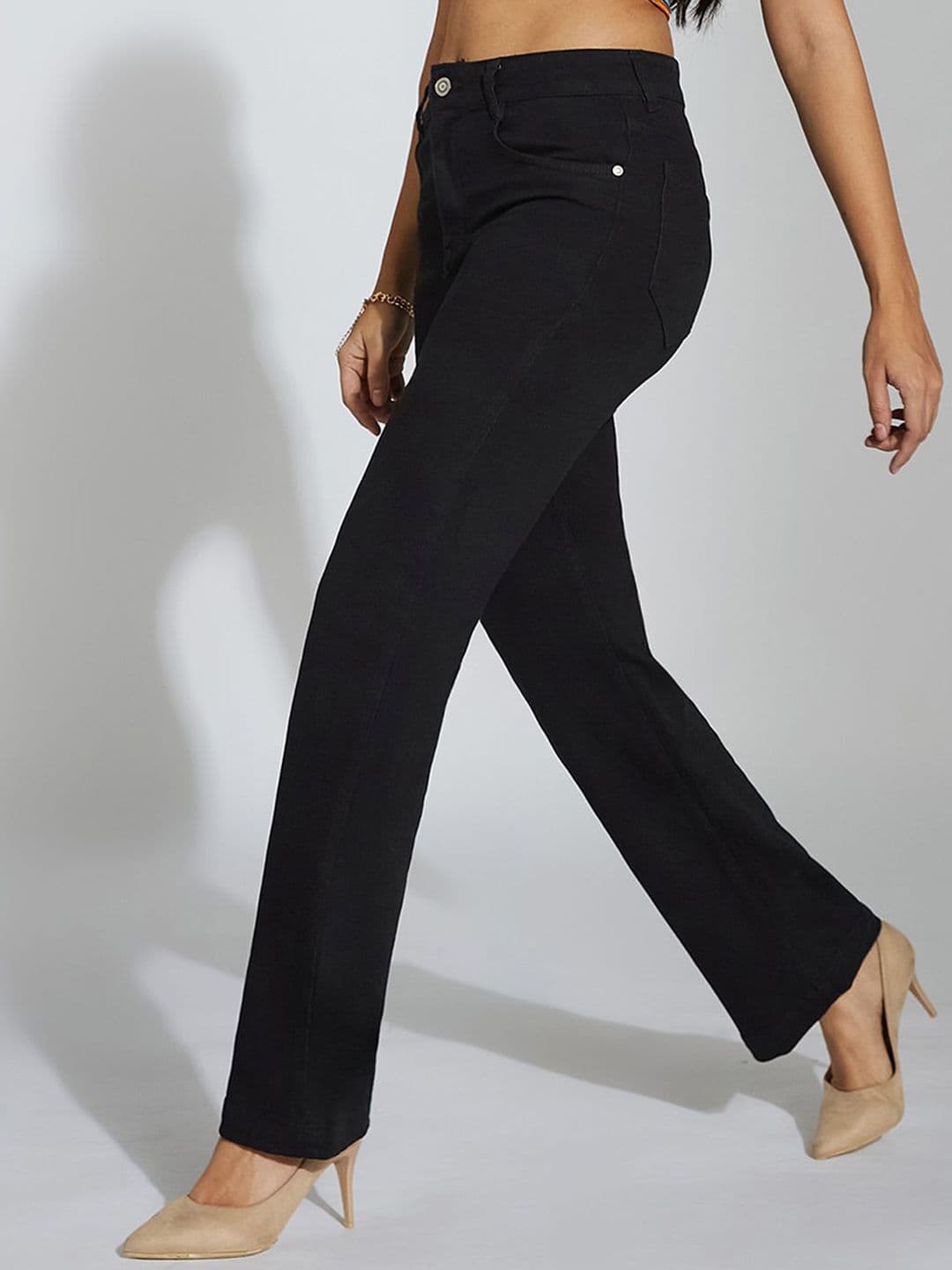 Miss Chase Women Straight Fit High-Rise Heavy Fade Stretchable Jeans - view 1