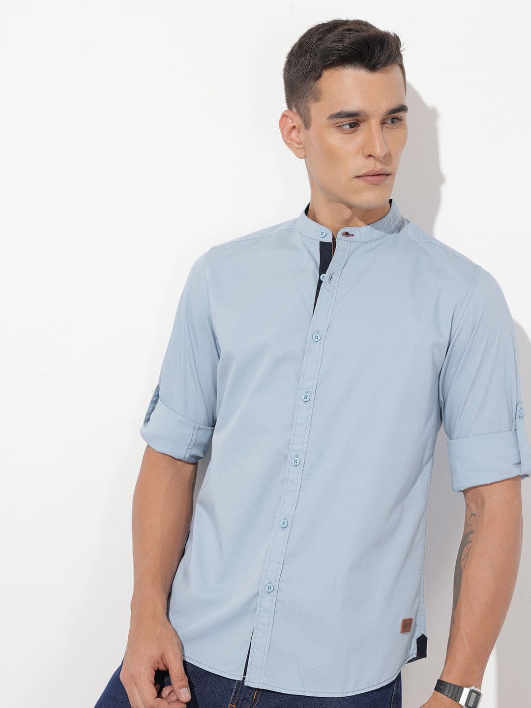 The Roadster Life Co. Mandarin Collar Pure Cotton Casual Shirt - view 1