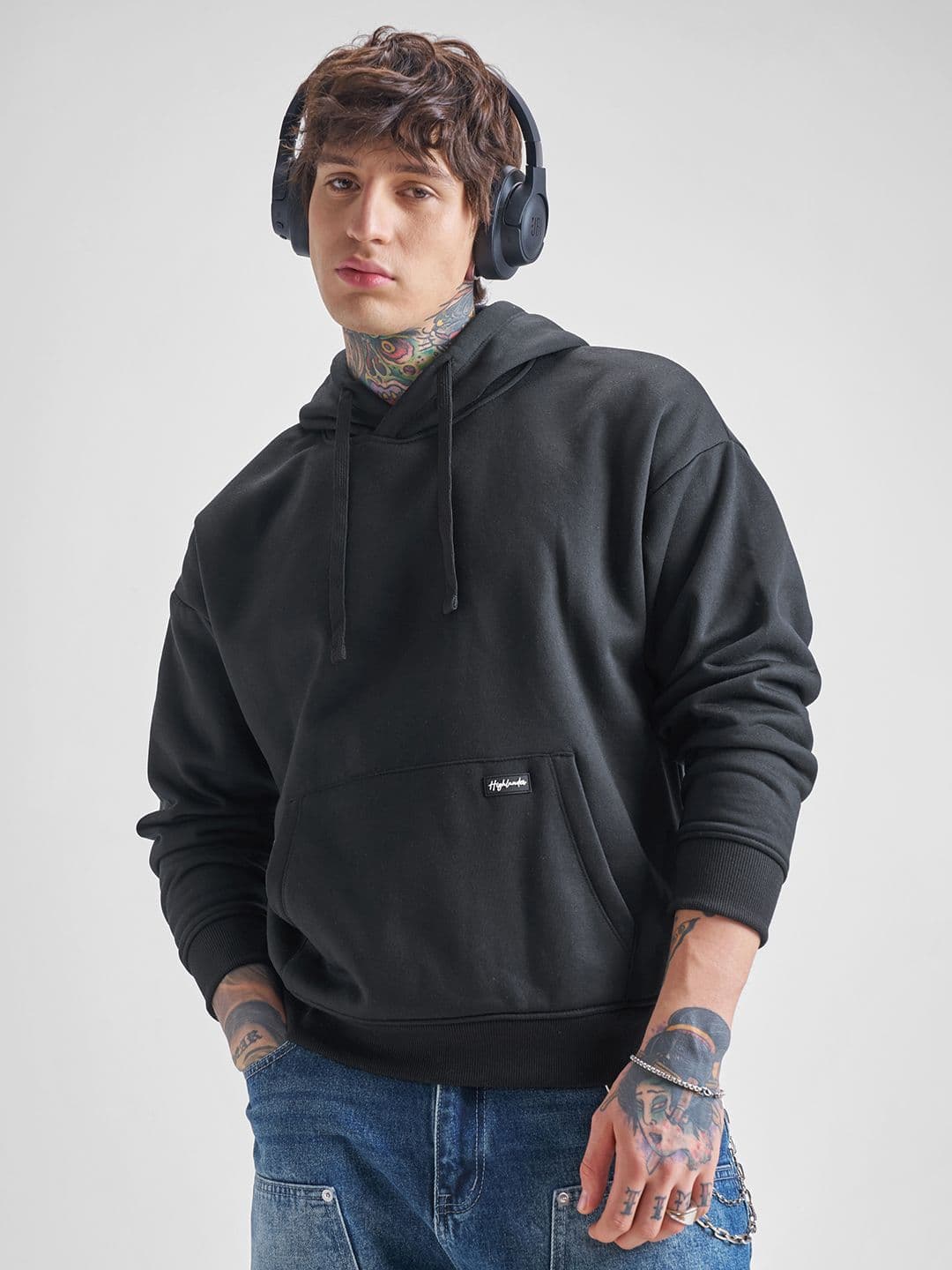 HIGHLANDER Black Hooded Oversized Sweatshirt - view 1