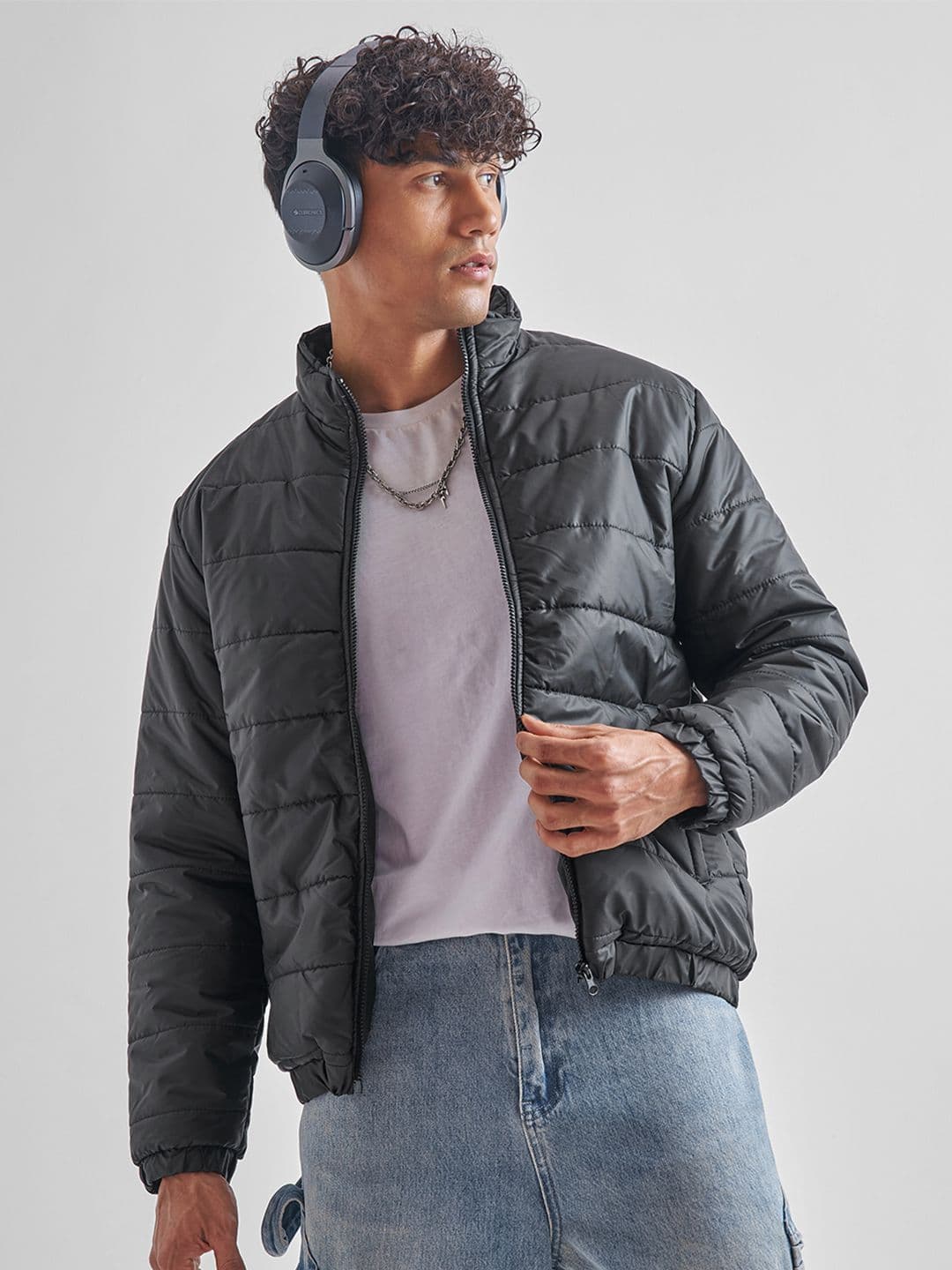 HIGHLANDER Colourblocked Mock Collar Padded Jacket - view 1