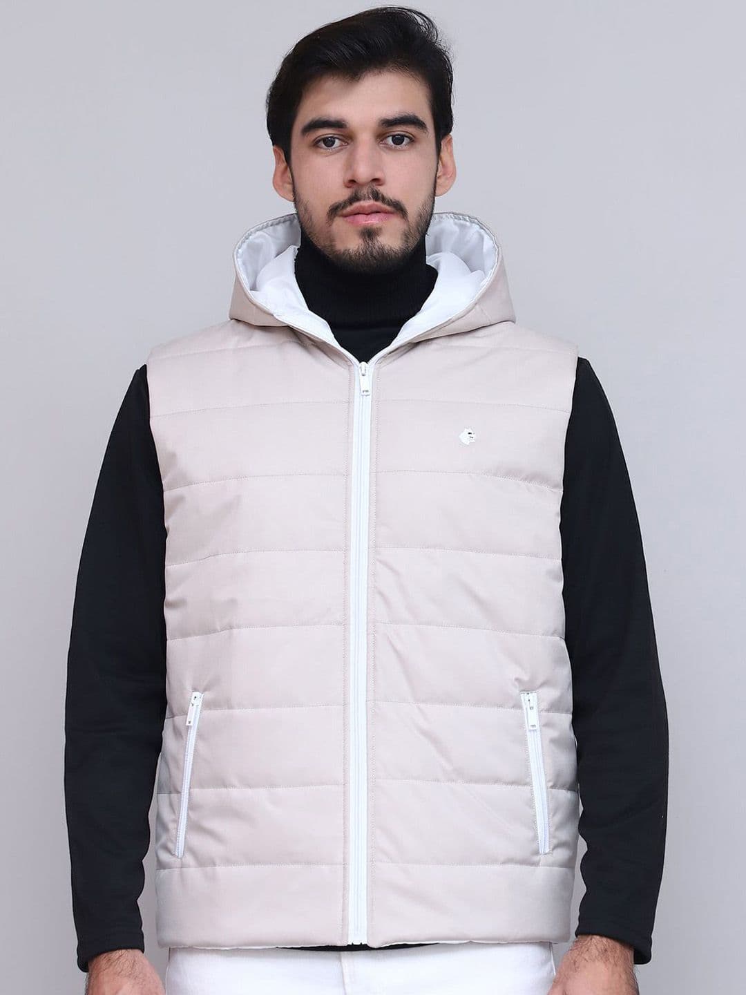 BUNCH OF BAD Men Hooded Solid Windcheater Puffer Jacket - view 1