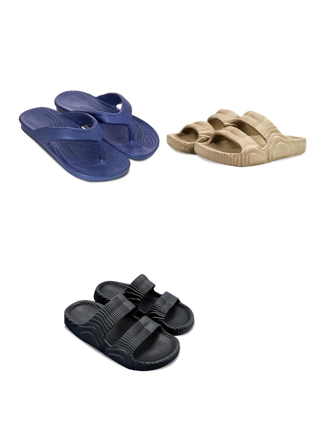 Feel alive Men Set Of 3 Self Design EVA Casual Sliders Flip Flops - view 1