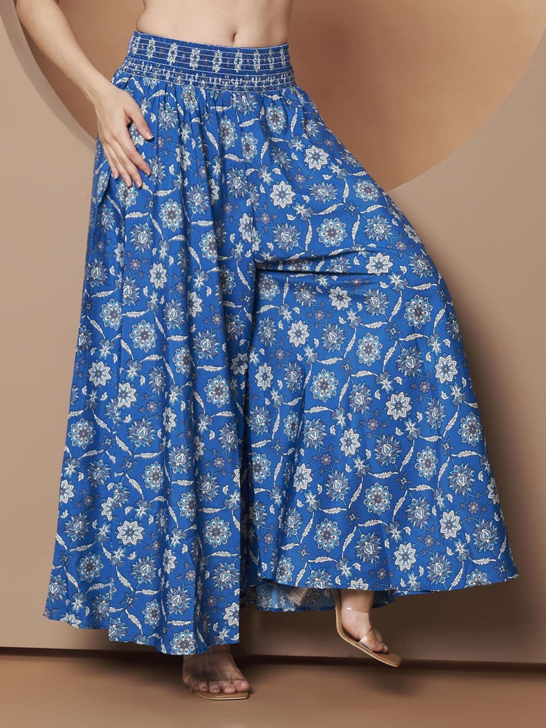 OTABU Women Floral Printed Regular Western Flared Palazzos - view 1