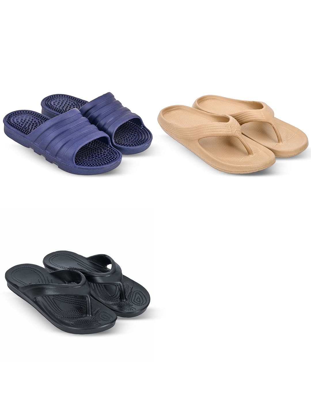 Feel alive Men Set Of 3 Self Design EVA Casual Thong Flip Flops - view 1