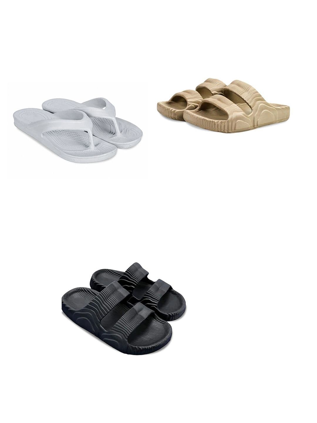 Feel alive Men Set Of 3 Self Design EVA Casual Sliders Flip Flops - view 1