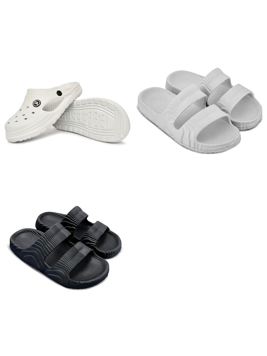 Feel alive Men Set Of 3 Striped EVA Casual Clogs Flip Flops - view 1